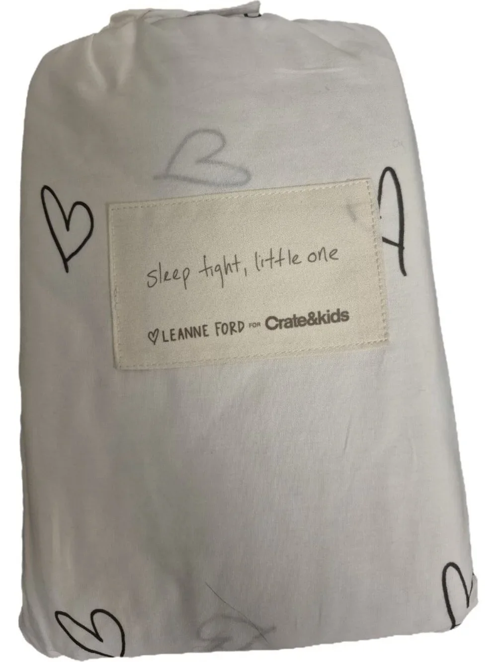 Leanne Ford Crate & Kids Changer Cover Charcoal Heart 36x18 Cotton RETIRED